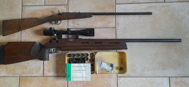 M150 mit org. Bedienungsanleitung und Zubehör- Mit Zielfernrohr. Öl Schaft bearbeitet 1A Waffe Umbau auf Diopter im Zubehör